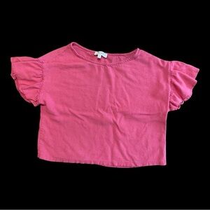 Love J Pink Ruffle Sleeve Pink Crop Top